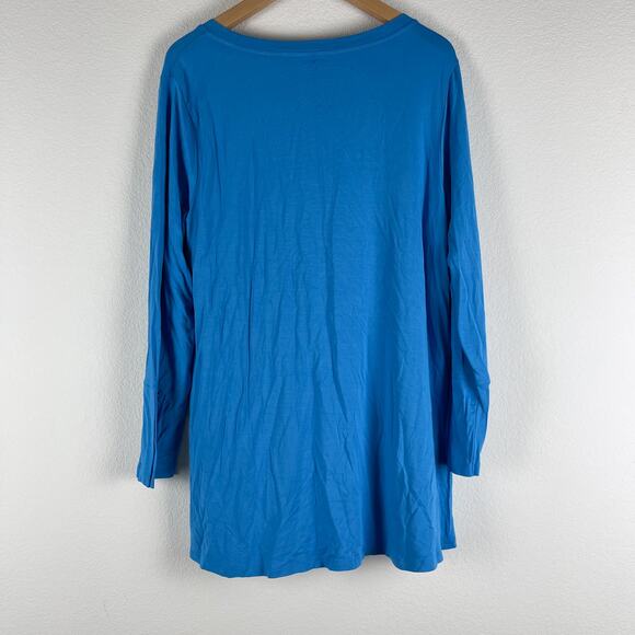 Soft Surroundings Modal Tunic Top Womens Large Blue Long Sleeve Stretchy Button - Picture 8 of 11